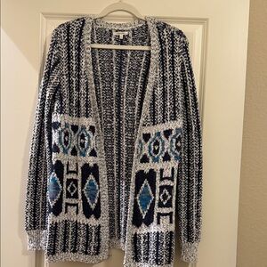 Maurices Blue and Black Geometric Cardigan